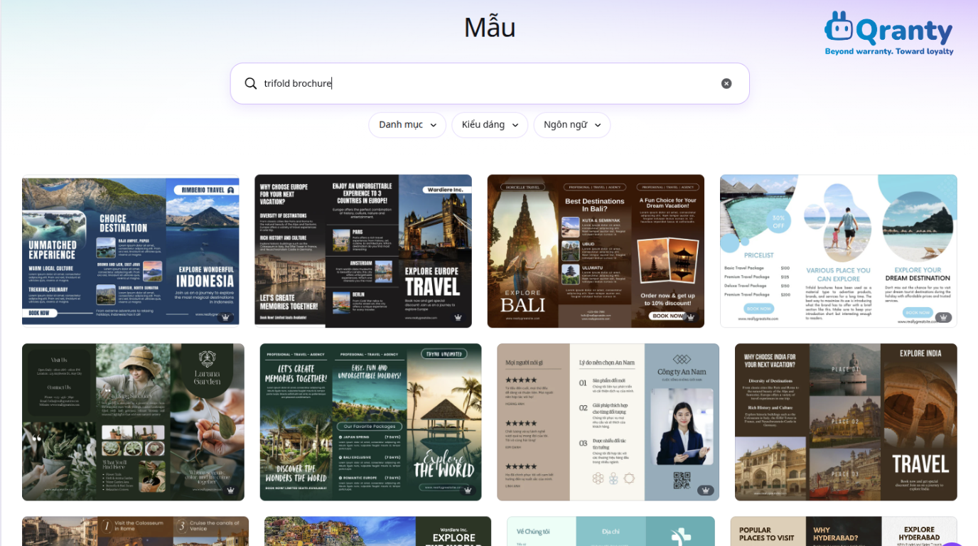 Ví dụ các mẫu Brochure trên Canva